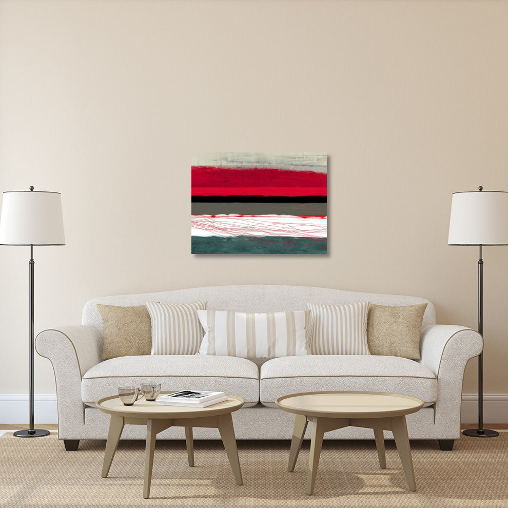 "Abstract Stripe Theme Red Grey And White" Fine Art Print