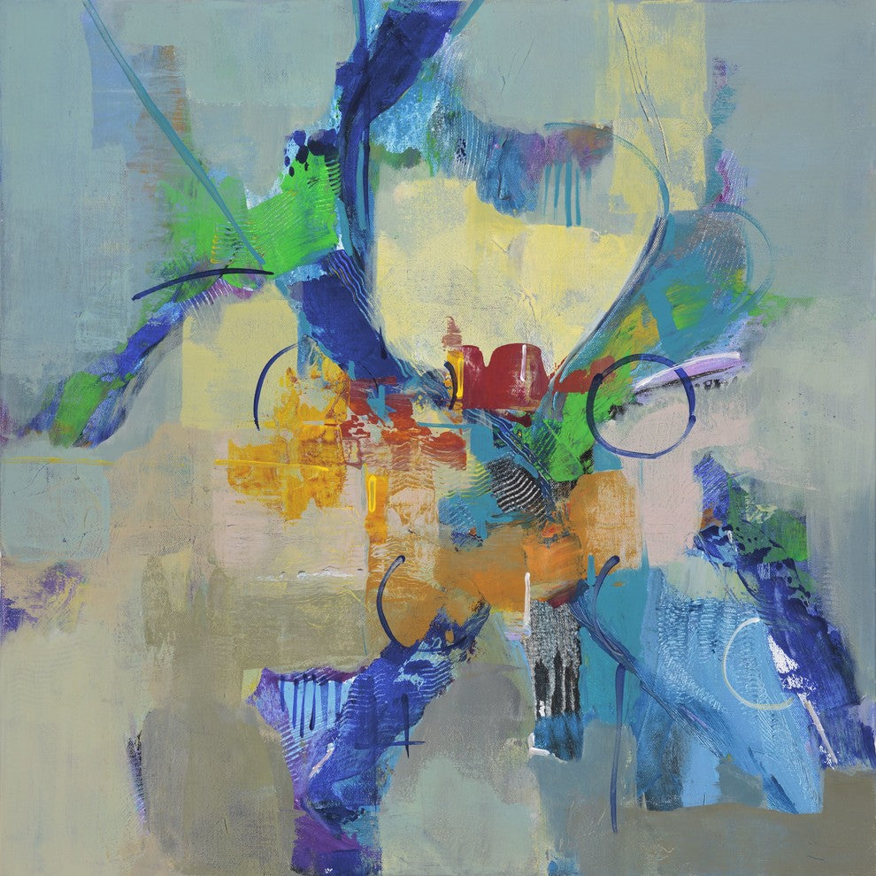 "Time Travel II" by Julie Joy Painting Print Wrapped Canvas, 18x18