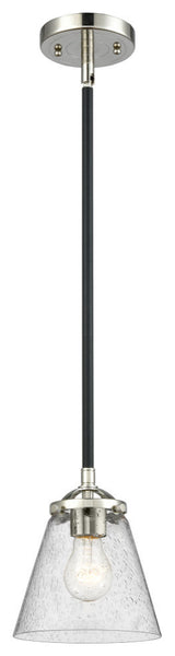 Small Cone 1-Light Mini Pendant, Black Polished Nickel, Seedy