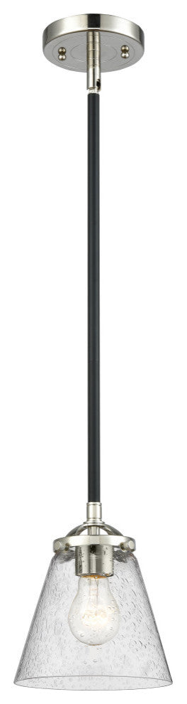 Small Cone 1-Light Mini Pendant, Black Polished Nickel, Seedy