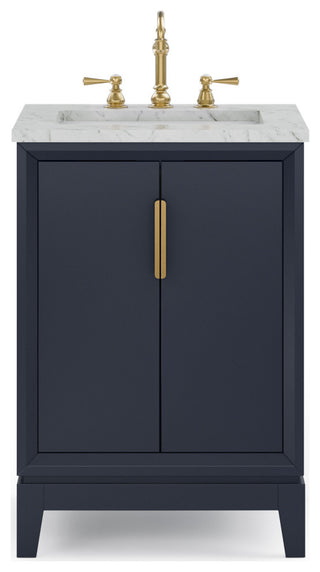 Elizabeth 24" Single Sink Carrara White Marble Vanity, Monarch Blue