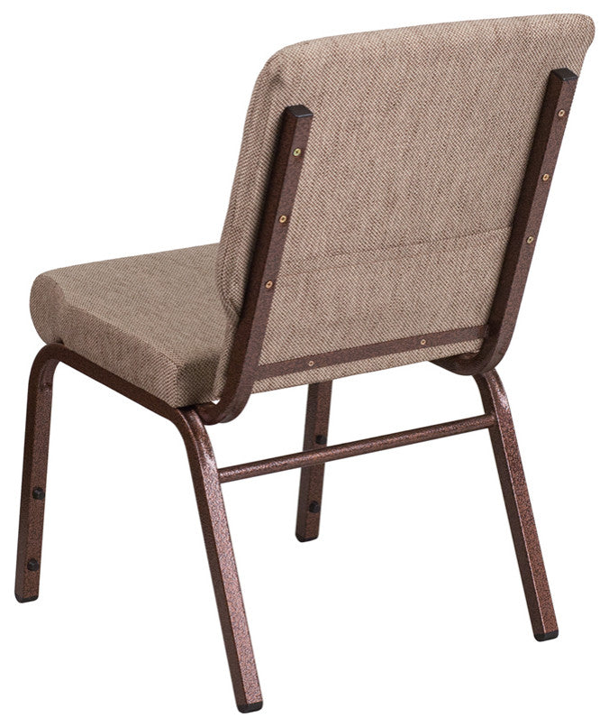 18.5''W Stacking Church Chair in Beige Fabric - Copper Vein Frame