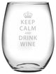 "Keep Calm and Drink Wine" Stemless Wine Glasses, Set of 4