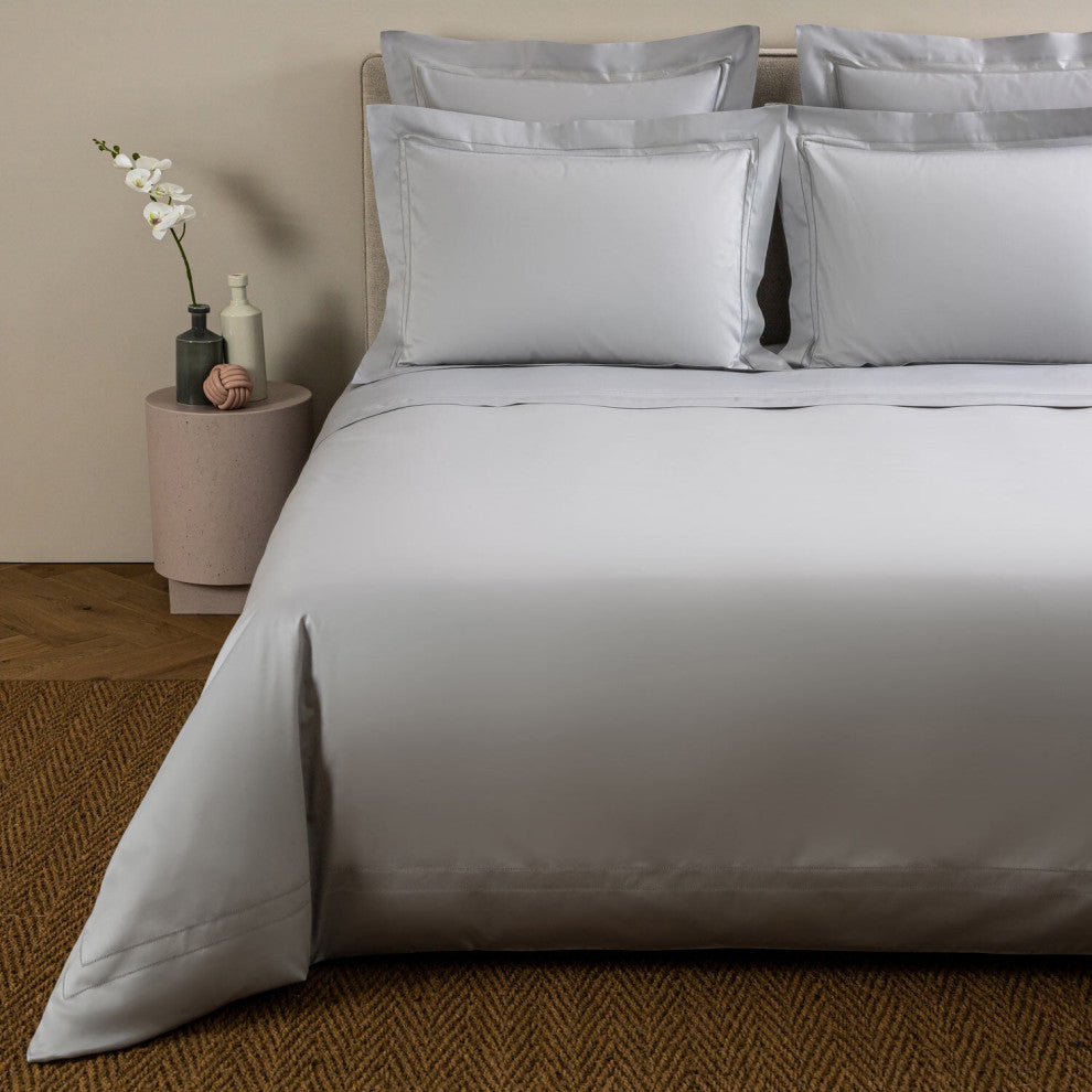 Frette Doppio Ajour Double Hemstitch King Duvet Cover Set, Gray