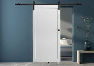 Millbrooke PVC White Chevron Barn Door, 42"x84"