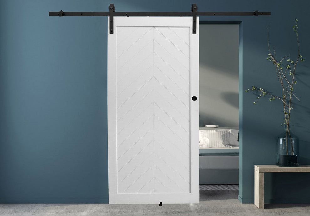Millbrooke PVC White Chevron Barn Door, 42"x84"
