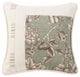 Gramercy Floral, Striped, White Linen Textured Square Pillow, 18"x18", 1 Piece