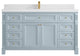 Paris 60" Single Sink Bathroom Vanity, Blue Heather 2" White Quartz