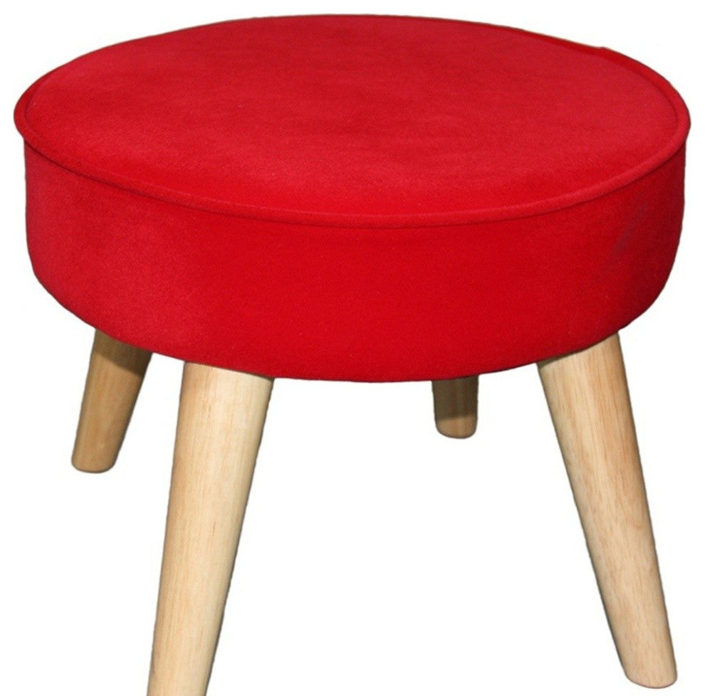Useful Red Suede Foot Stool