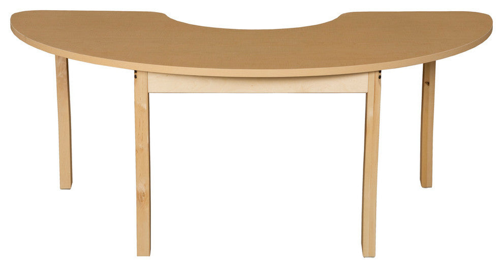 Half Circle High Pressure Laminate Table With Hardwood Legs, 29"
