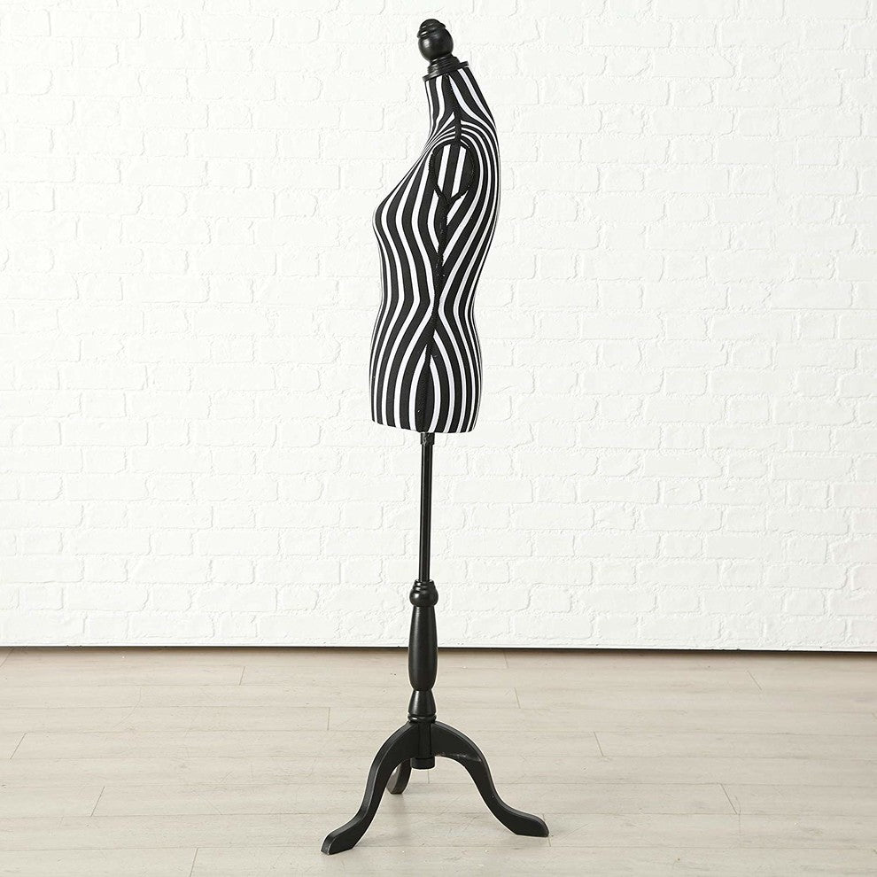 Black and White Stripes Adjustable Dress Form