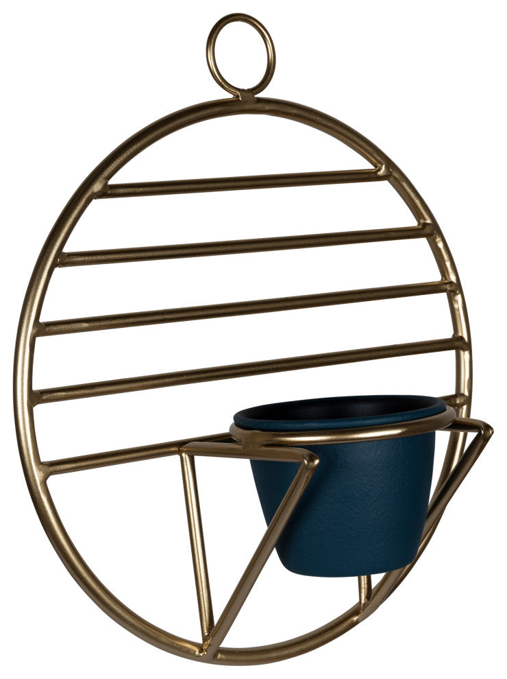 Set of 2 Gold Circular Wall Planters