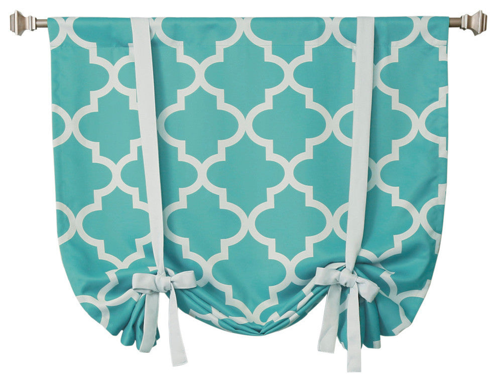 Moroccan Print Tie-Up Window Shade, Blue