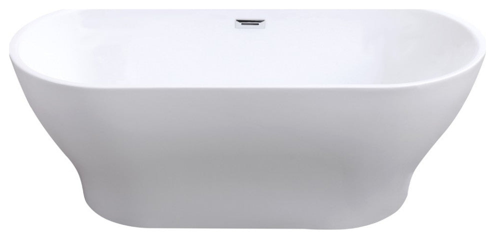 ARIEL Oxford 67" Acrylic Freestanding Bathtub Polished Chrome and Overflow Drain