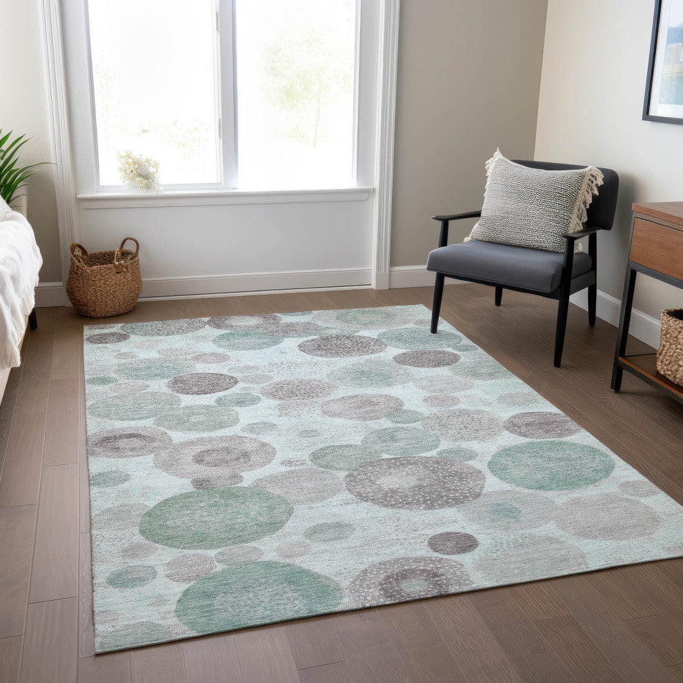 Machine Washable Indoor/Outdoor Chantille ACN1896 Mint 10' x 14' Rug