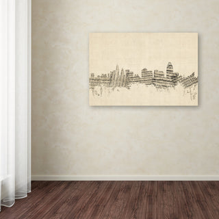 'Cincinnati, Ohio Skyline Sheet Music' Canvas Art by Michael Tompsett