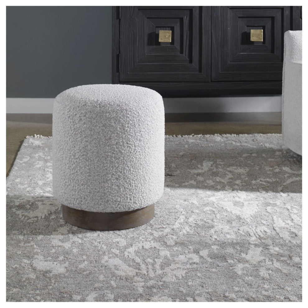 Uttermost 23665 Avila 16" Round Contemporary Plush Boucle - Gray Boucle