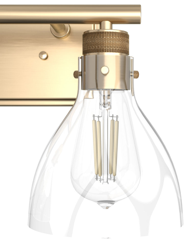 Van Nuys Alturas Gold With Clear Glass 2 Light Vanity Wall