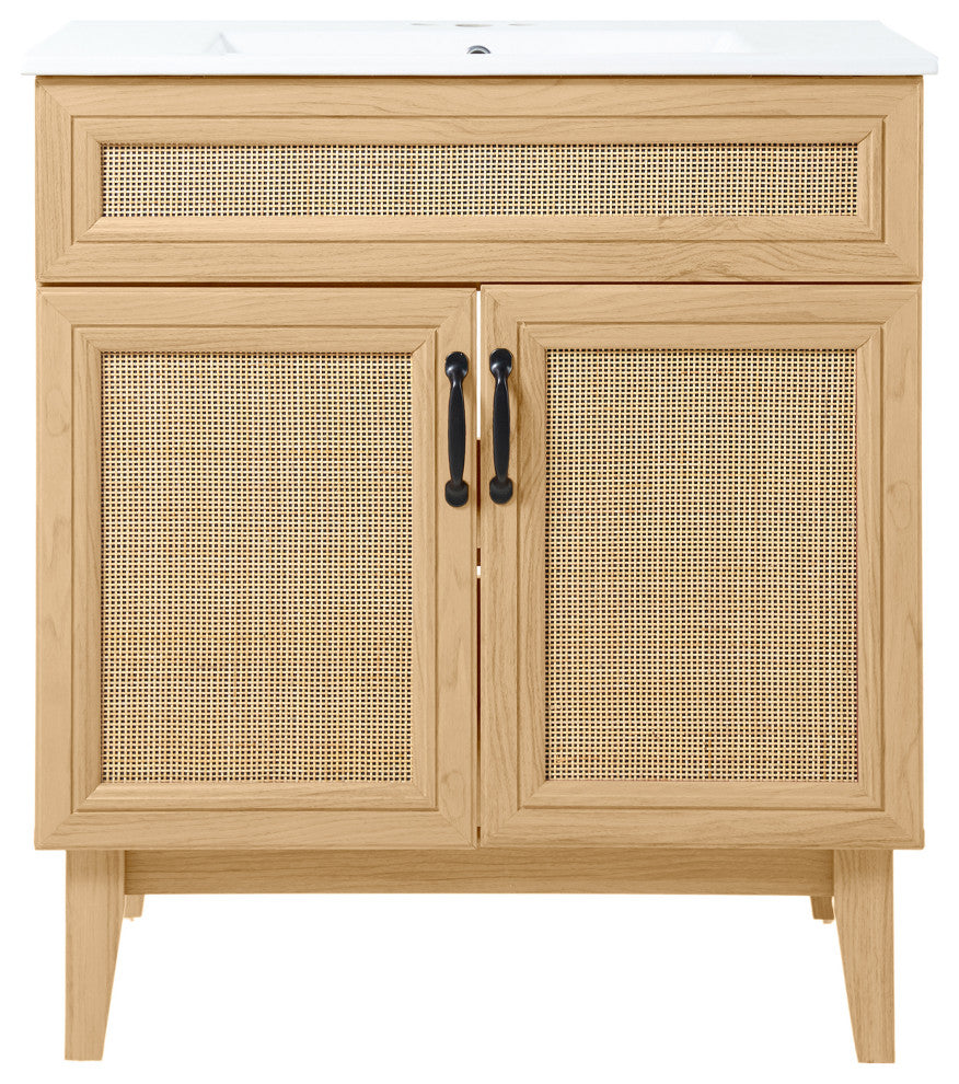 30" Modern Farmhouse 2-Shelf Bath Vanity Cabinet Only (Sink Basin not Included)