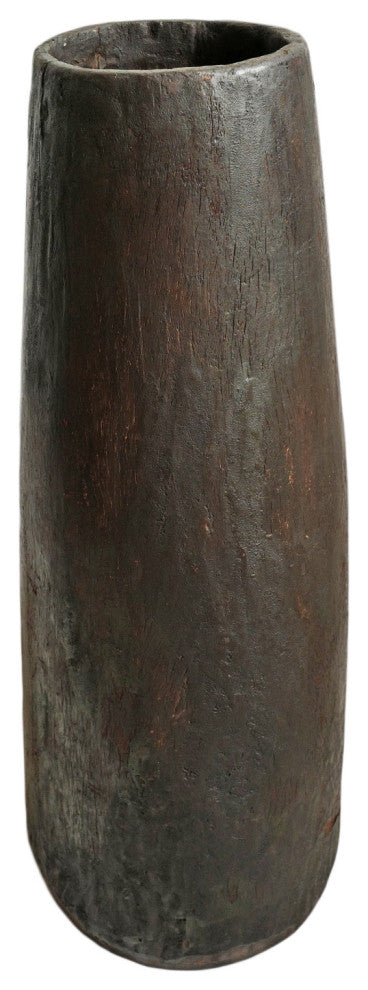 Consigned Old Naga Tall Wood Pot 2