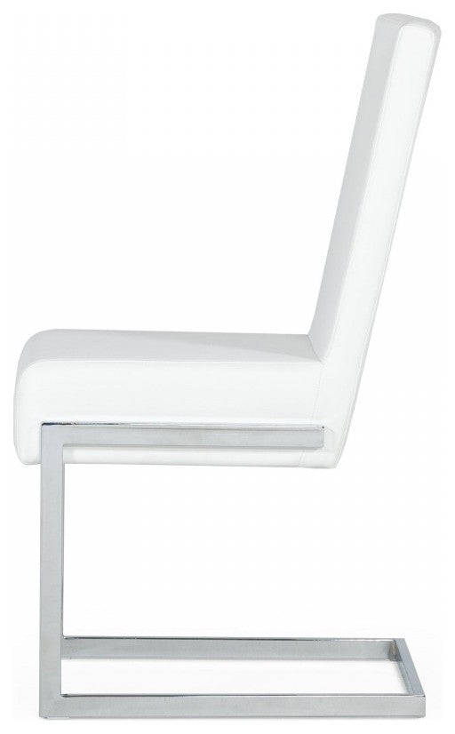 Set of Two White Silver Modern Dining Chairs