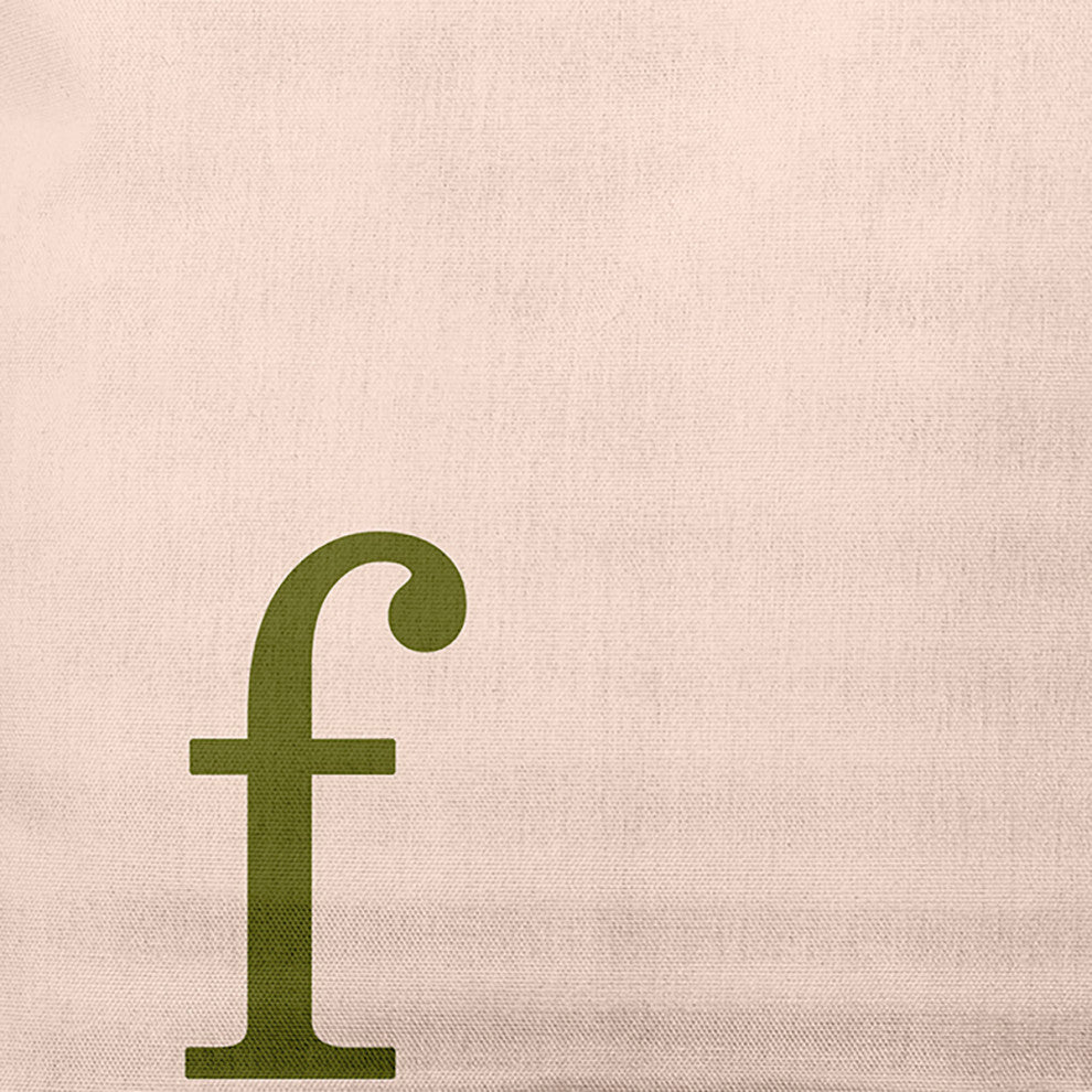 20" x 20" Modern Monogram Indoor/Outdoor Polyester Throw Pillow, Olive