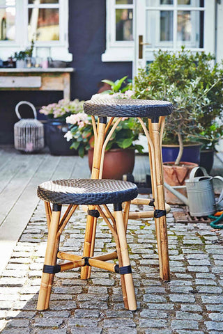 Simone Rattan Counter Stool, Black