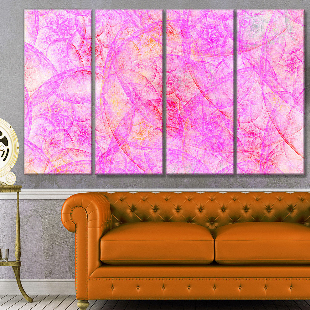 Rose Fractal Dramatic Clouds, Abstract Canvas Art Print, 48"x28", 4 Panels