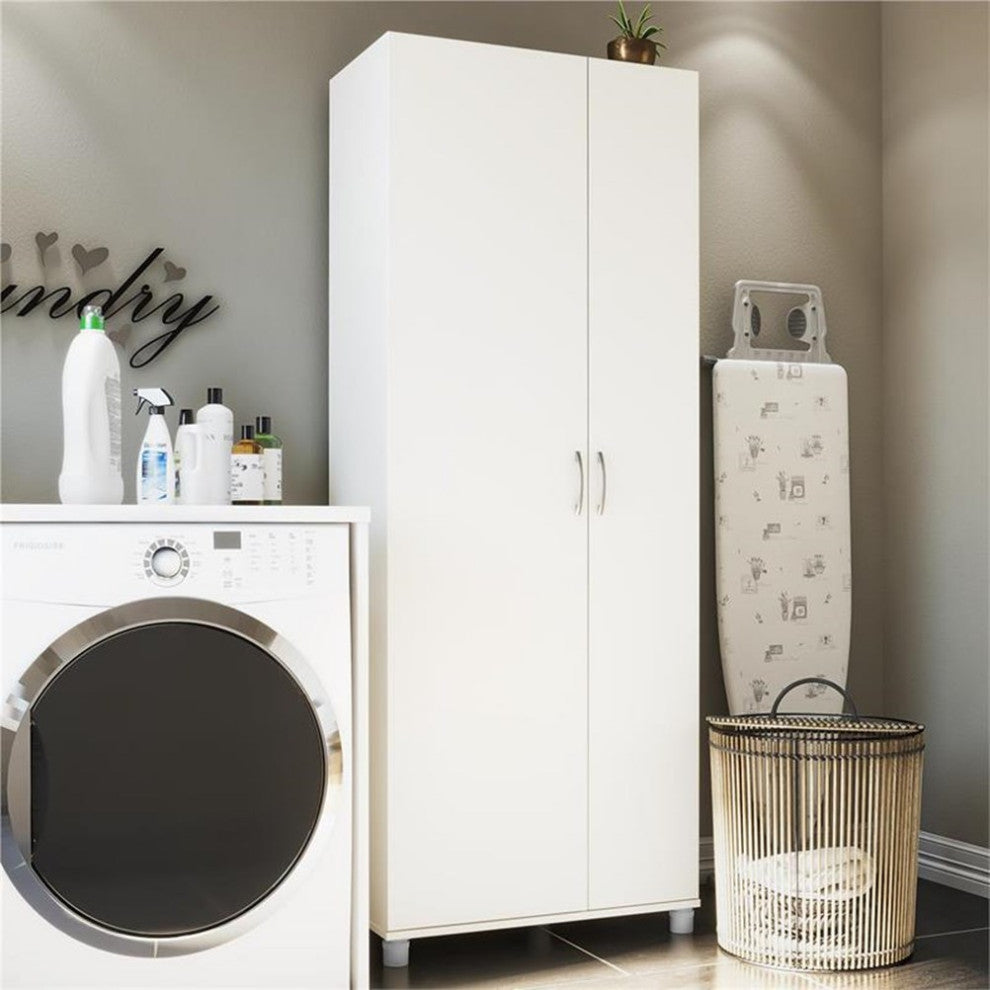 Systembuild Lory Tall Asymmetrical Storage Cabinet in White