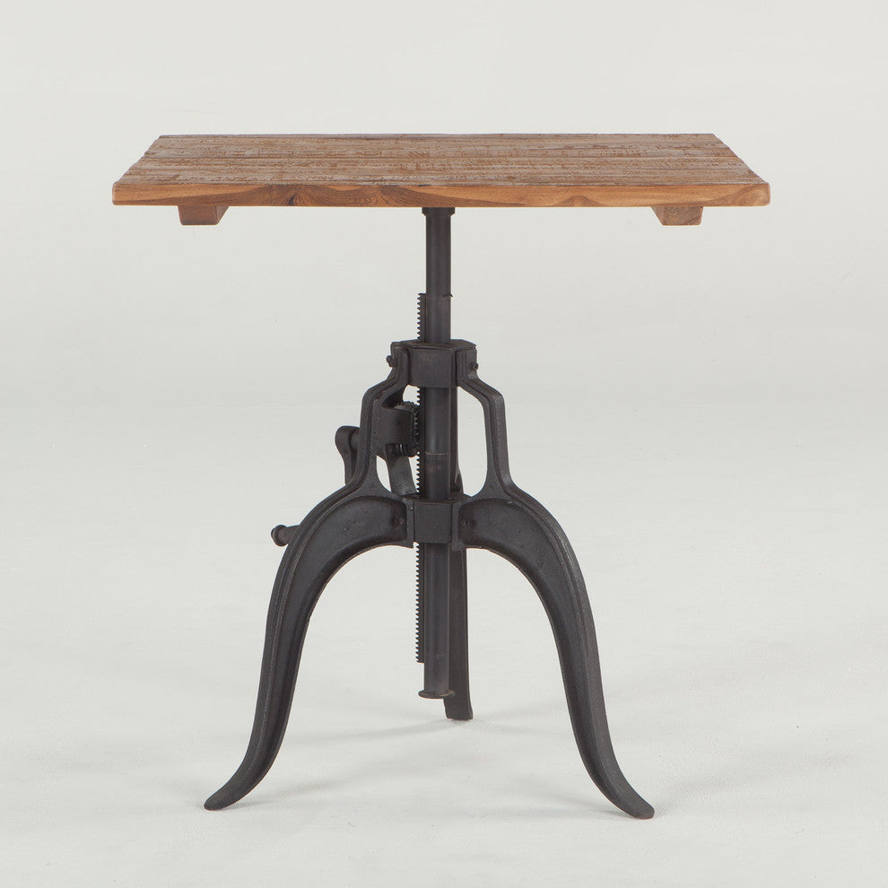 Artezia 30-Inch Reclaimed Teak Wood Dining Table with Adjustable Crank
