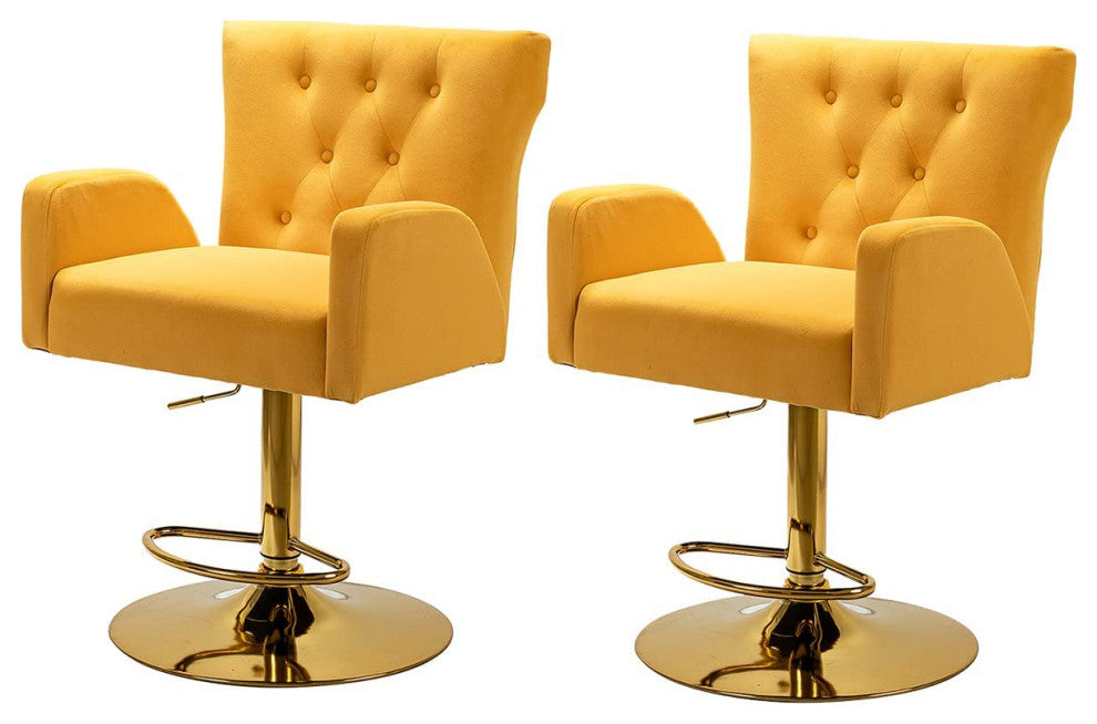 Modern Tall Bar Stools Set of 2, Mustard