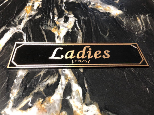 Brass Ladies Bathroom Door or Wall Sign with Braille