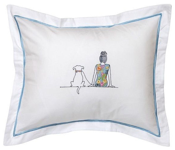 Boudoir Pillow Cover, Girl and Dog