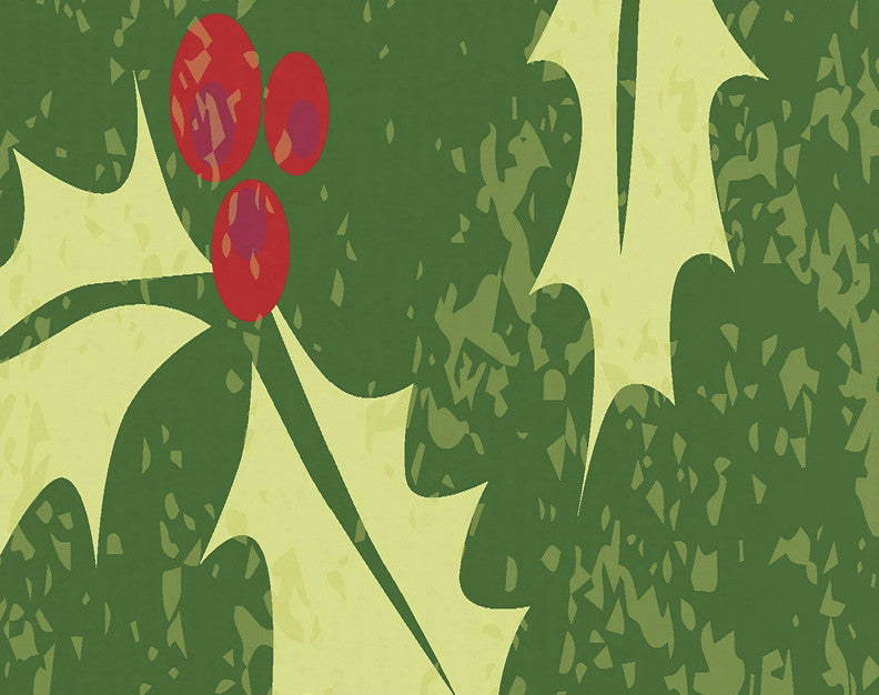 Allover Holly Decorative Holiday Floral Print Hand Towel, Dark Green