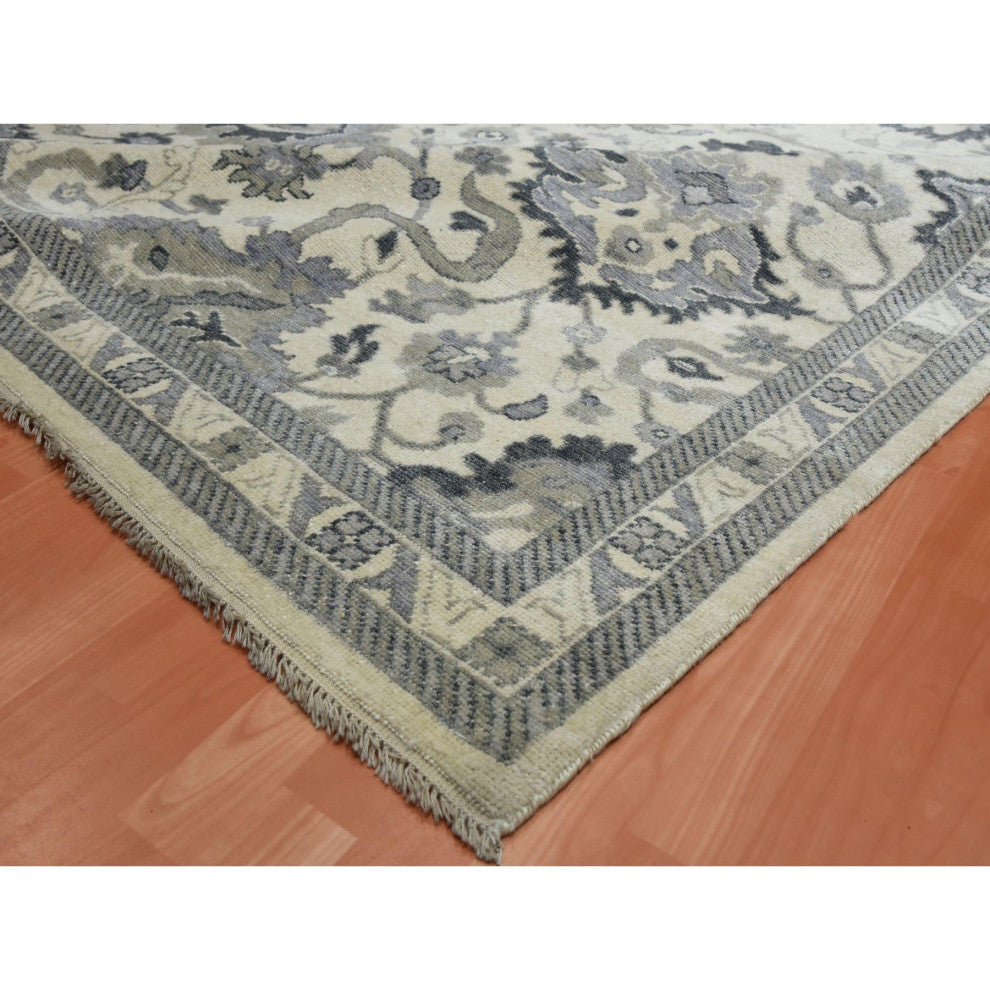 Ivory 100% Wool Anatolian Design Oushak Hand Knotted Oriental Rug, 8'2"x10'5"