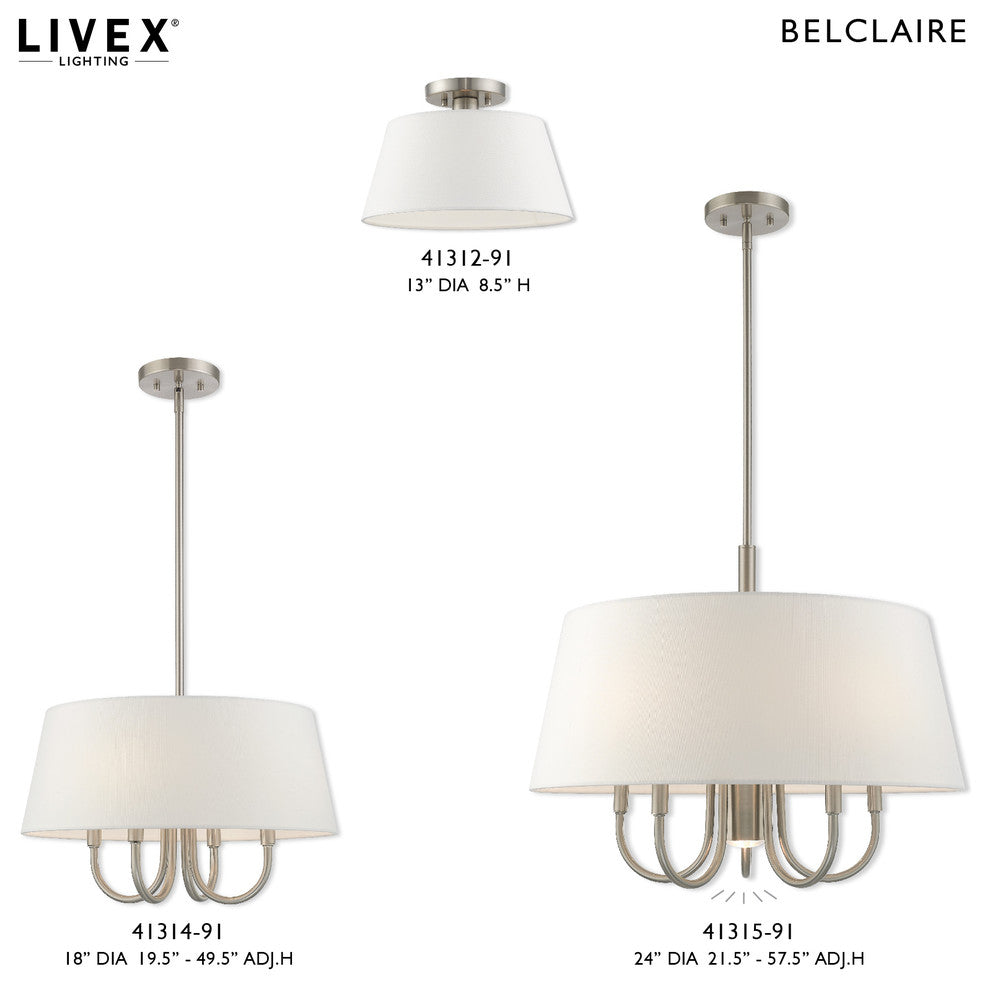 Livex Lighting Brushed Nickel 5 + 1 * Light Pendant Chandelier