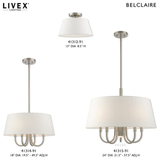 Livex Lighting Brushed Nickel 5 + 1 * Light Pendant Chandelier