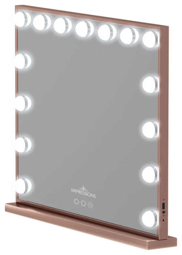 Hollywood Aurora  Tri tone Vanity Mirror with Bluetooth, Rose Gold