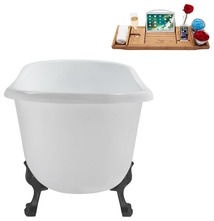 57'' Streamline N375BGM-IN-GLD Soaking Clawfoot Tub and Tray with Internal Drain
