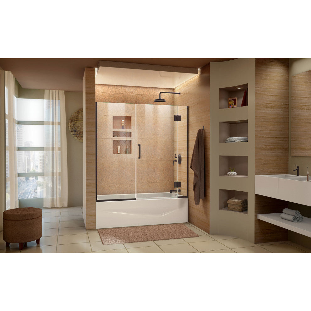 DreamLine Unidoor-X 58-58 1/2x58 Frameless Hinged Tub Door, Oil Rubbed Bronze