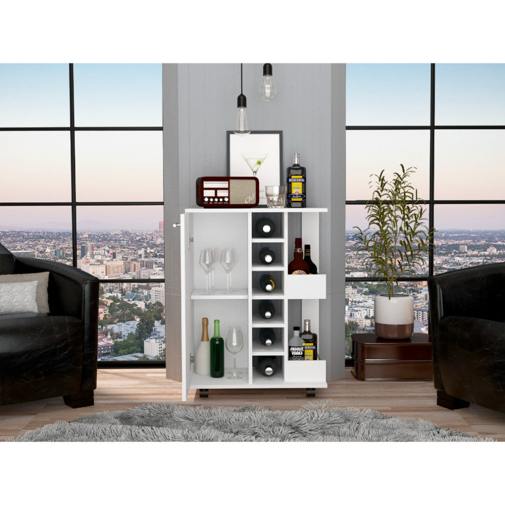 Bar Cart Wells, Living Room, White