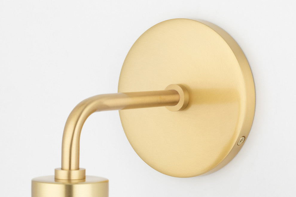 Kyla 1-Light Bath Bracket, Aged Brass Finish, Opal Glossy Glass