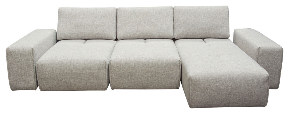 Jazz Modular 3-Seater Chaise Sectional Backrests in Light Brown Fabric