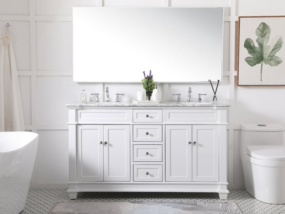Home Living 60" Double Bathroom Vanity Set, White