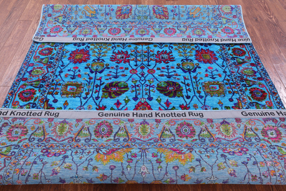 Persian Hand Knotted Wool & Silk Rug 6' 2" X 9' 2" - Q15792