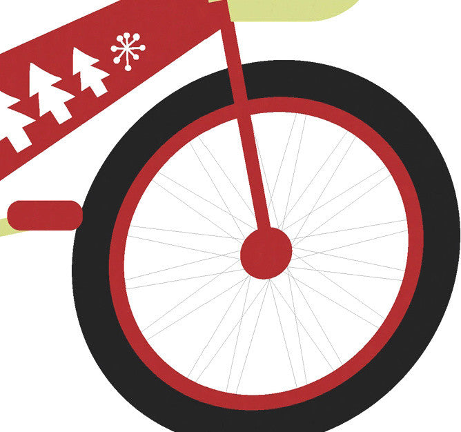 Merry Bird Bike Decorative Holiday Geometric Print Hand Towel, Red