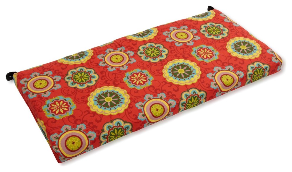 40"x19" Outdoor Spun Polyester Loveseat Cushion, Farrington Terrace Grenadine