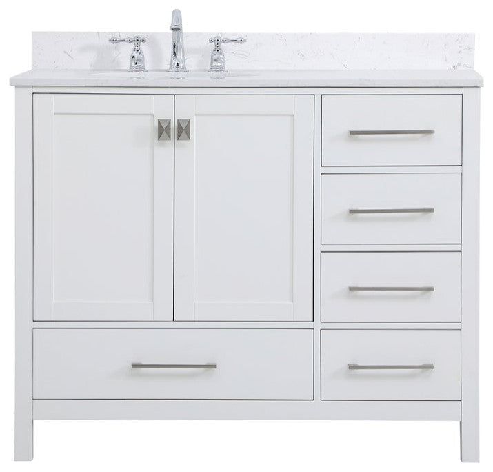 Iris 42" Single Bathroom Vanity, White With Backsplash