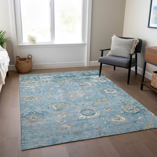 Machine Washable Indoor/Outdoor Chantille ACN1373 Teal 8' x 10' Rug