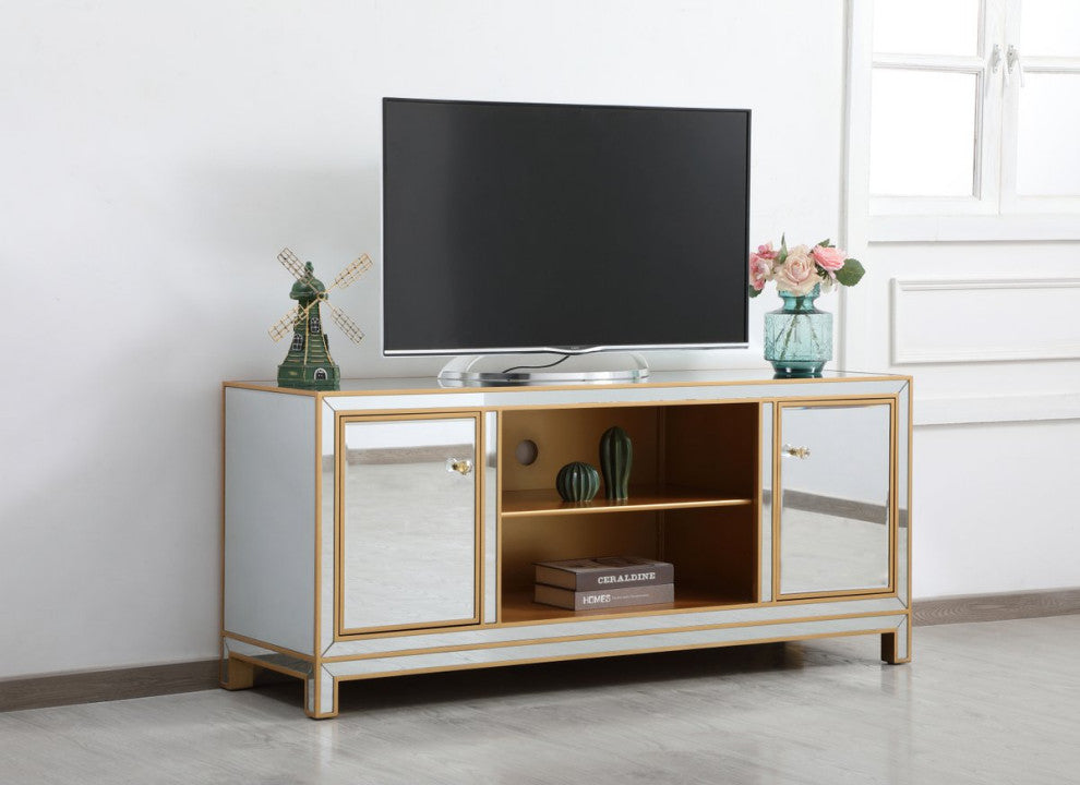 Rosie 60" Mirrored TV Stand, Gold